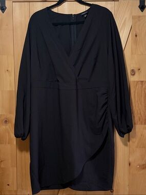 torrid Black Long Sleeve Wrap-Front Dress